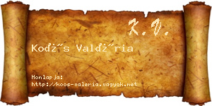 Koós Valéria névjegykártya
